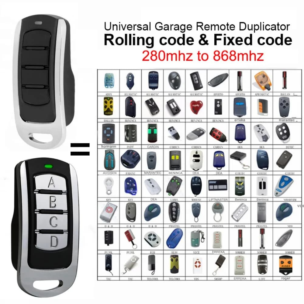 Rolling code PR2 PR-2 electronic gate control Powertech 4-channel remote control 433 mhz compatible