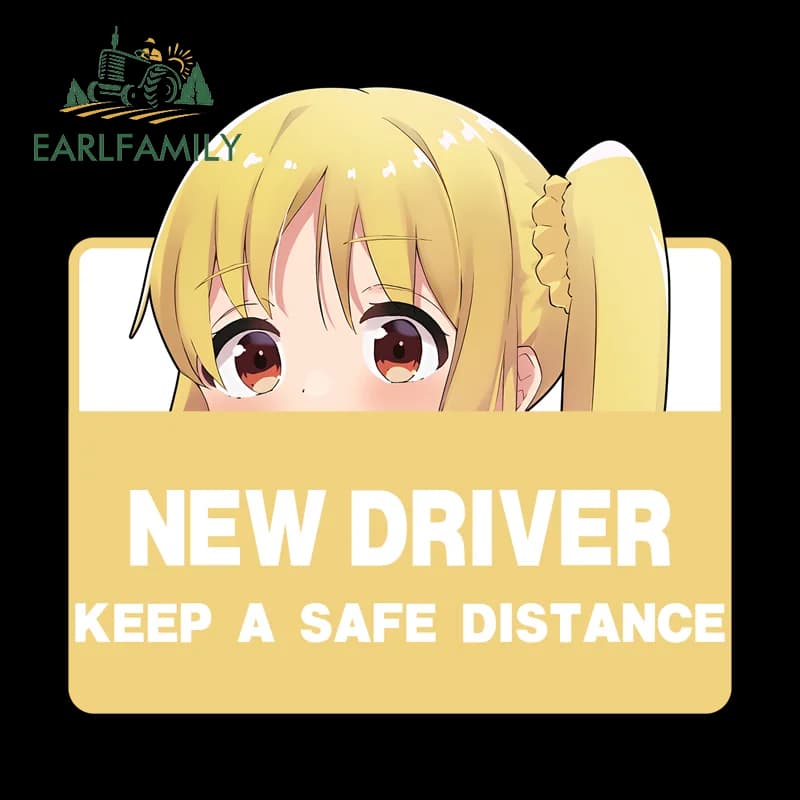 EARLFAMILY New Car Stickers for Drivers, Decalcomanie Anime Loli for Vehicles, Solar Protection Waterproof for Graffi, Decoration for Fishing Boxes