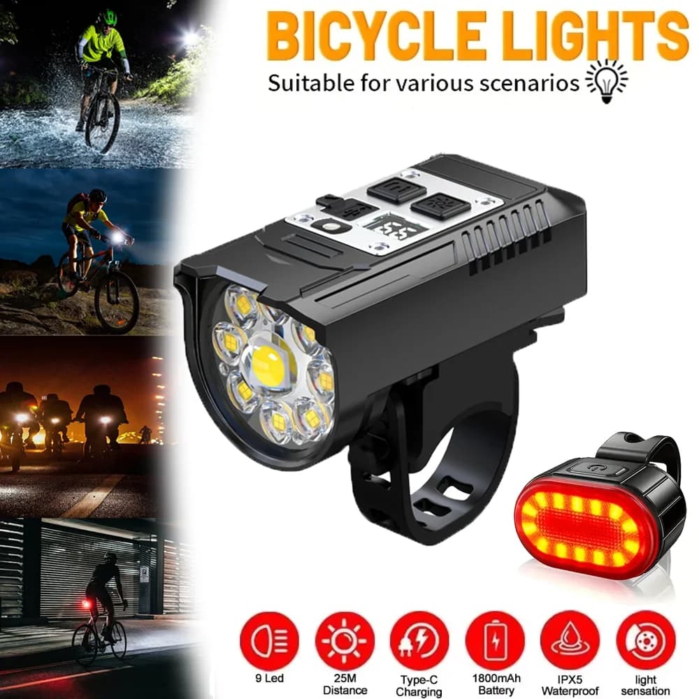 KDULIT 9 LED faro per bicicletta lampada per bici ricaricabile USB luci per manubrio super luminose luce anteriore per ciclismo impermeabile per esterni