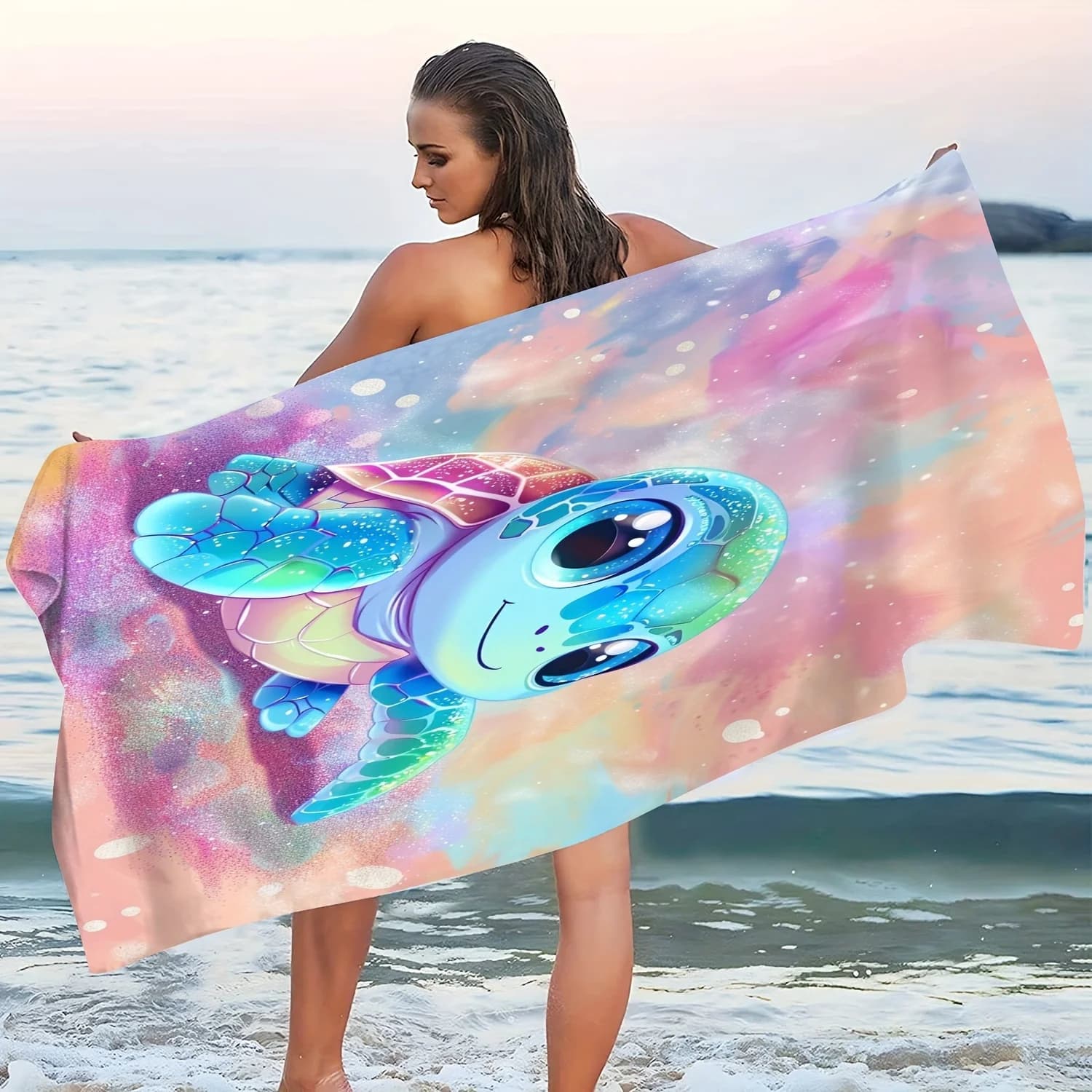 Telo Mare Anti-Sabbia con Stampa Tartaruga Marina, Leggero, per Viaggi, Telo da Bagno per Vacanze al Mare, Tappetino da Picnic, Coperta Yoga, Grande Telo Doccia