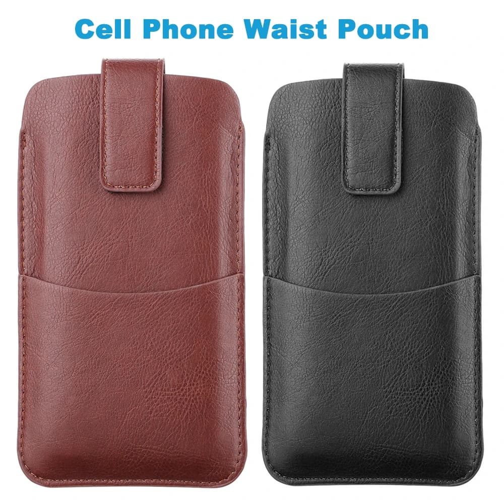 Custodia a marsupio universale in pelle per telefono cellulare, compatibile con iPhone 14 13 15 16 Pro Max Samsung, borsa da cintura da uomo