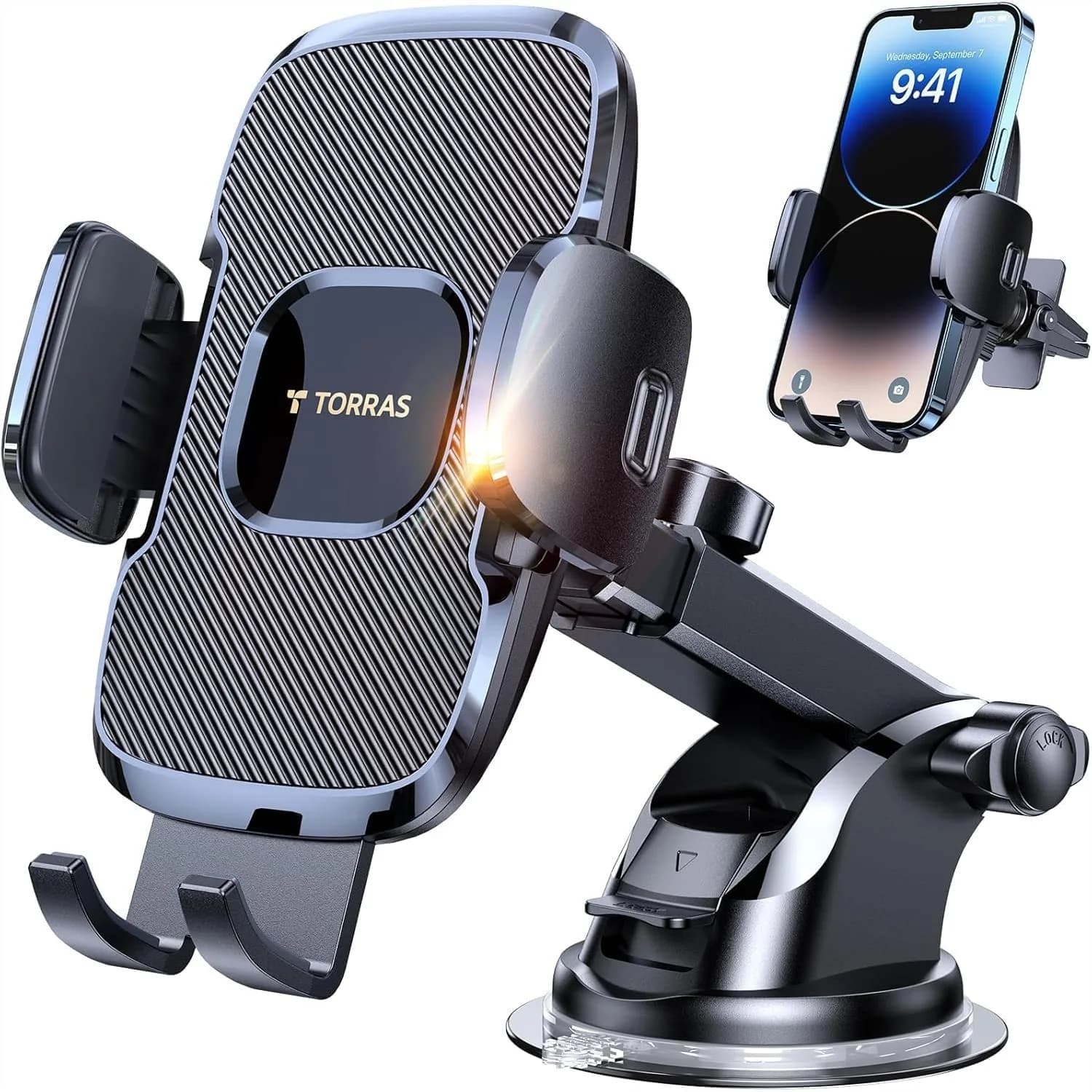 Supporto per telefono da auto ultra-resistente con ventosa da 96+ libbre, il più potente, certificato di sicurezza, per cruscotto, parabrezza e bocchette di ventilazione
