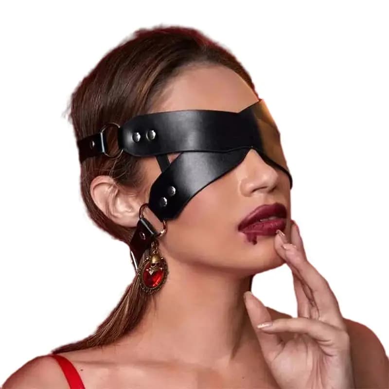 Sexy PU Pelle Nero Benda Gotico Cosplay Moda Maschera per gli occhi Halloween Carnevale Festa Ballo in maschera Maschere fantasia Giocattoli per il viso