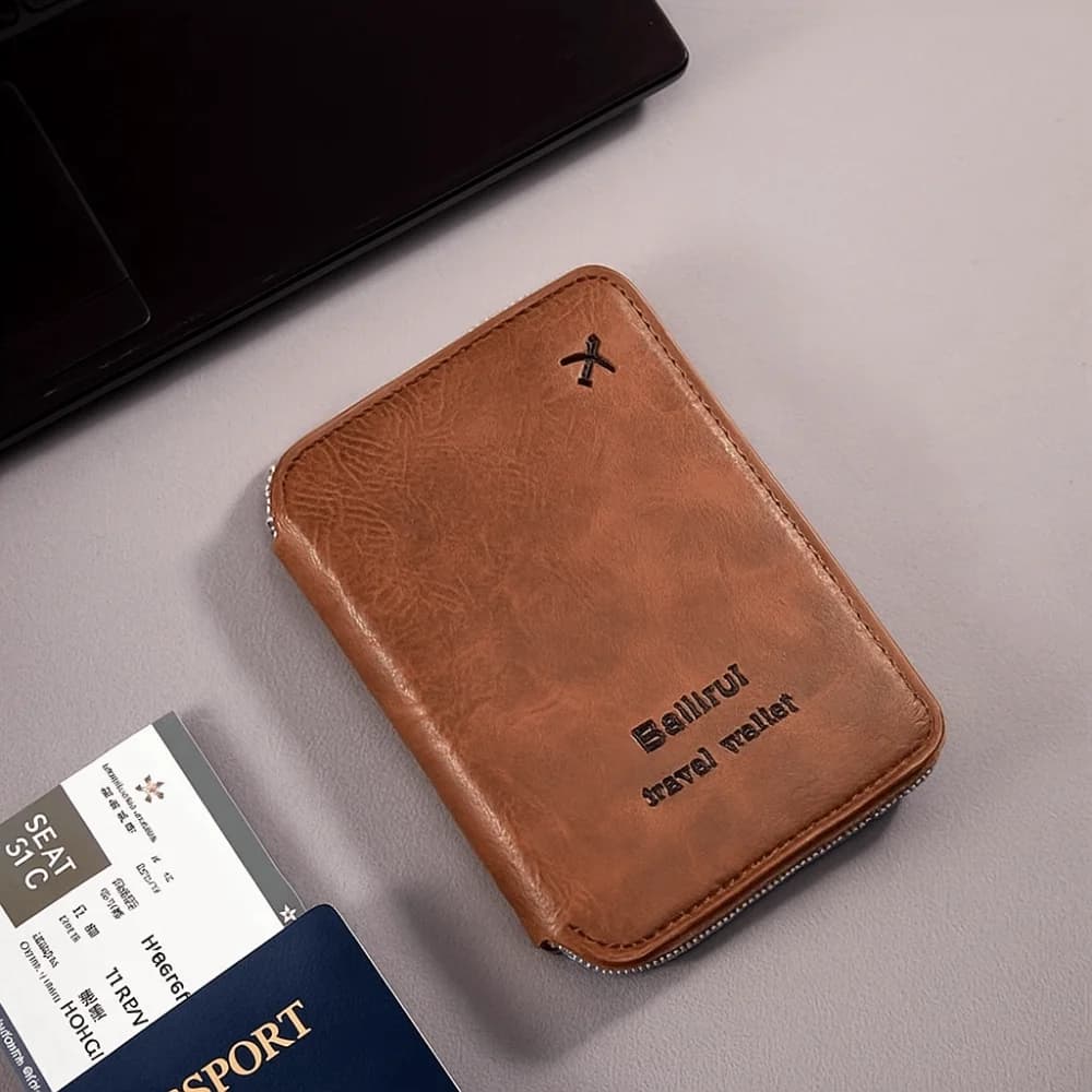Multifunctional PU Leather Travel Wallet with RFID Protection, Anti-theft Passport Bag, Credit Card Holder and Large Capacity Waterproof Identity Documents
