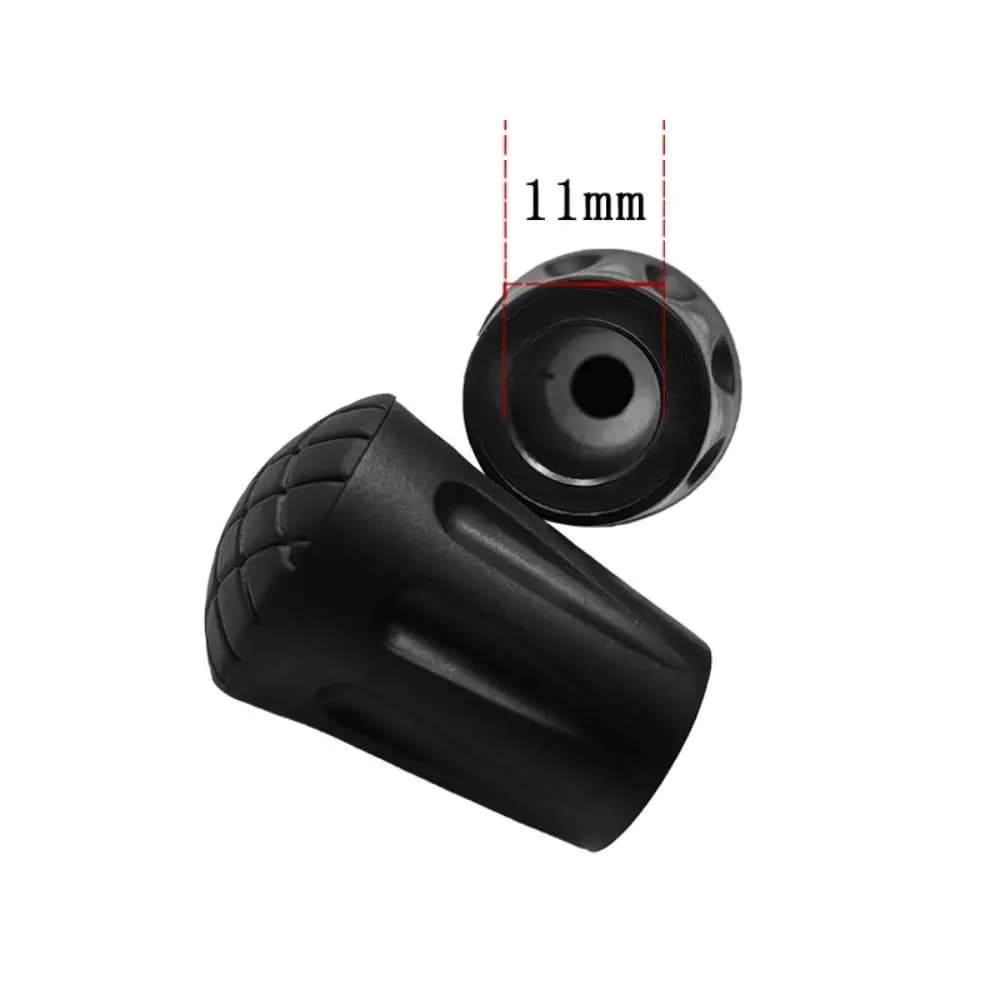 Rubber Walking Stick Tip Protector 11mm Non-slip Trekking Pole Bottom Cover Wear -resistant Black Trekking Pole Tip Protectors