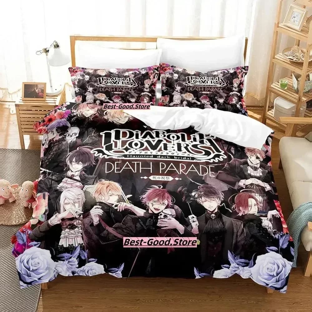 Set di Biancheria da Letto Death Parade 2023, Copripiumino Stampato, Set Completo con Federe, per Letto Matrimoniale, Queen o King Size