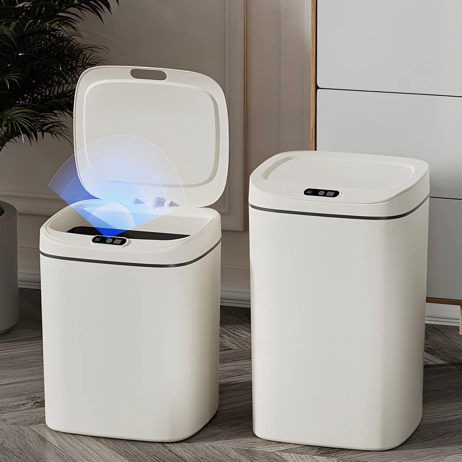 1PC Smart Detector Trash Can, Touchless Wastebasket, Auto On/Off, Sealed With Lid For Odor Prevention, Silent Shutoff, Multiple