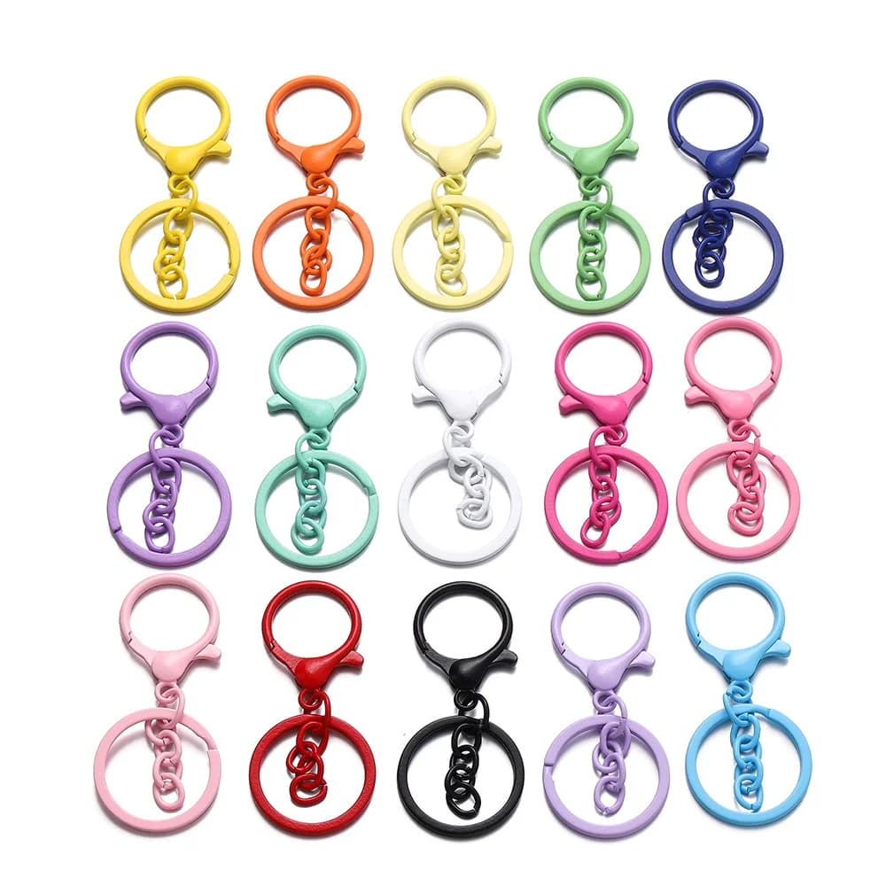 5/10/20/50Pcs/Lot Colorful 30mm Keyring Lobster Clasp Hook Connectors for DIY Keychain Connector Key Ring Jewelry Making