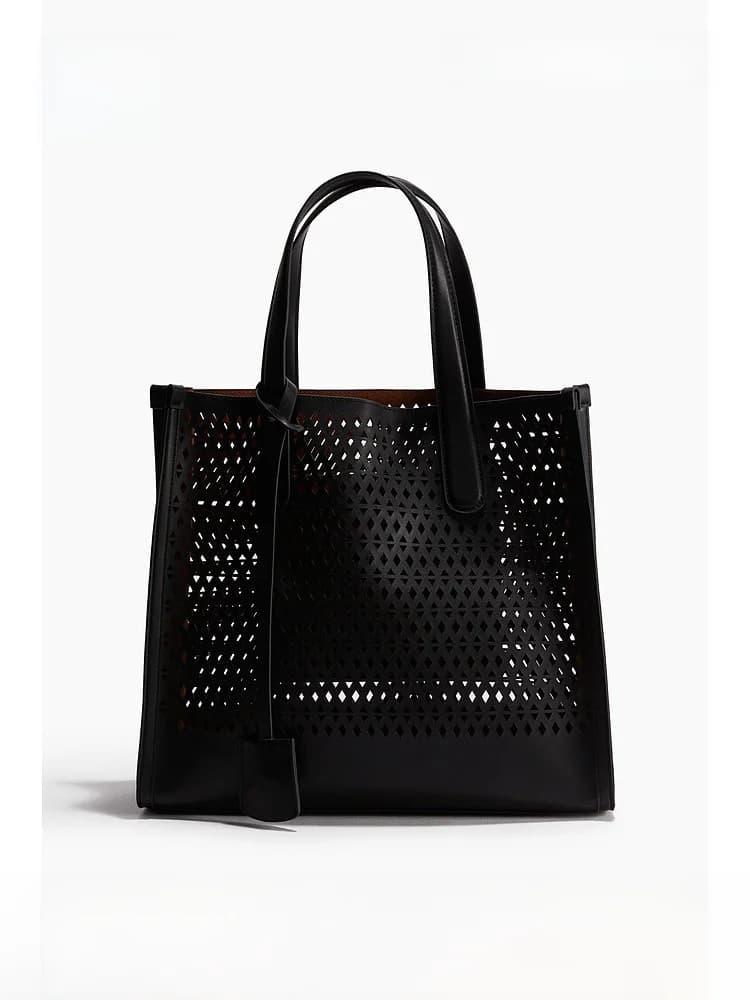 Borsa Shopping H&M da Donna con Fori, Collezione Primavera 2025, Borsa a Mano di Dimensioni Standard, Borsa alla Moda da Donna, Borsa Casual a Tracolla