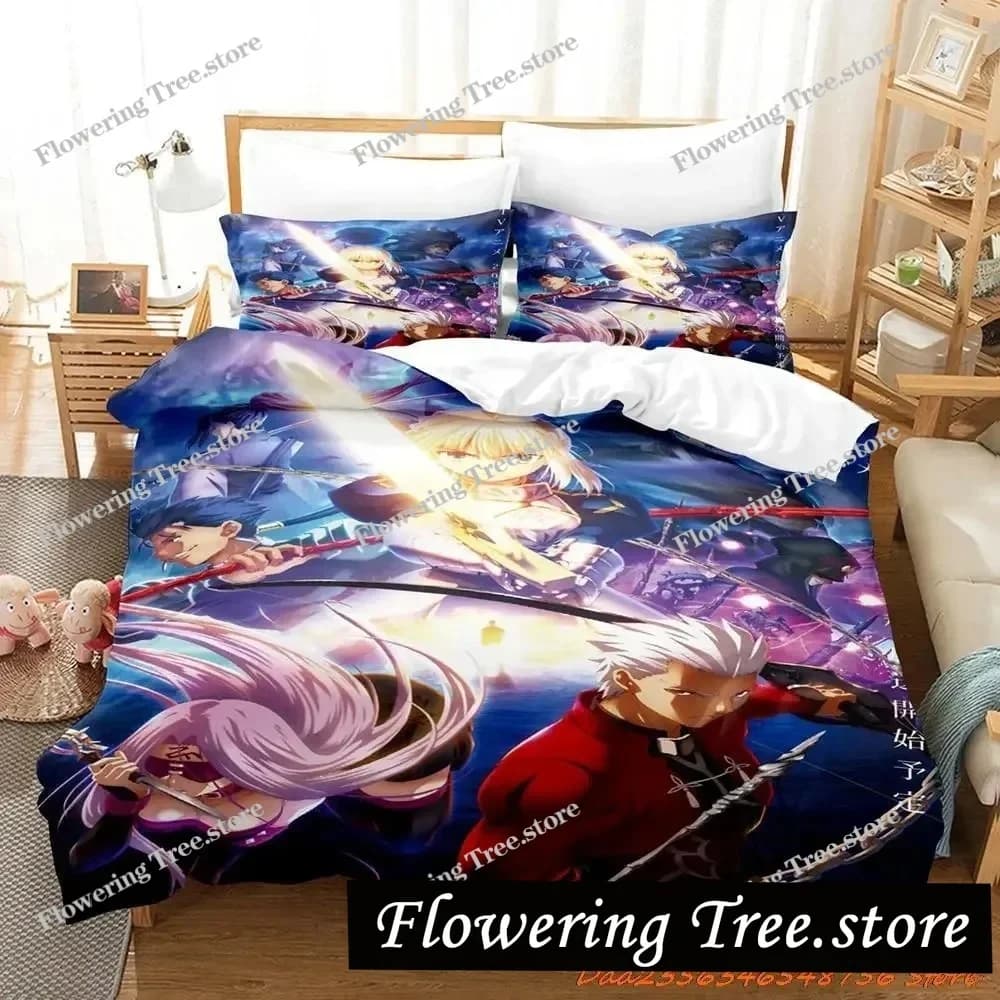 2025 Kara No Kyoukai Bedding Set Cartoon Anime Set Adult Kid Bedroom Duvetcover Sets 3D Kawaii Letto Matrimoniale