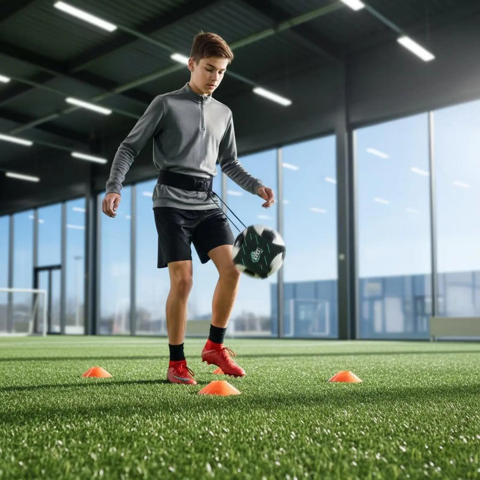 Solo Practice Training Ball Belt Adjustable Hook-and-loop Soccer Equipment for Children Skill and Agility Workouts