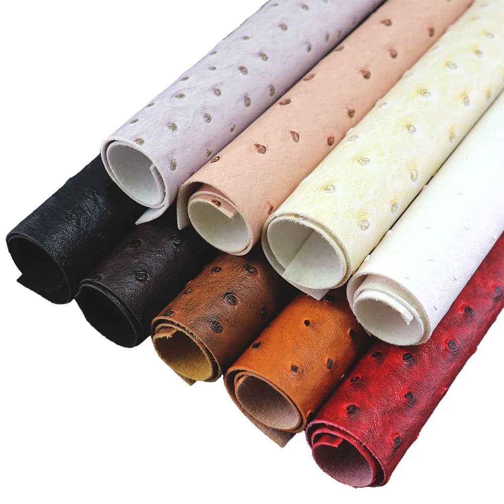 30x134cm Ostrich Embossed Textured Faux Synthetic Leather Fabric Roll For Making Bag Decoration Craft Textile DIY BH461