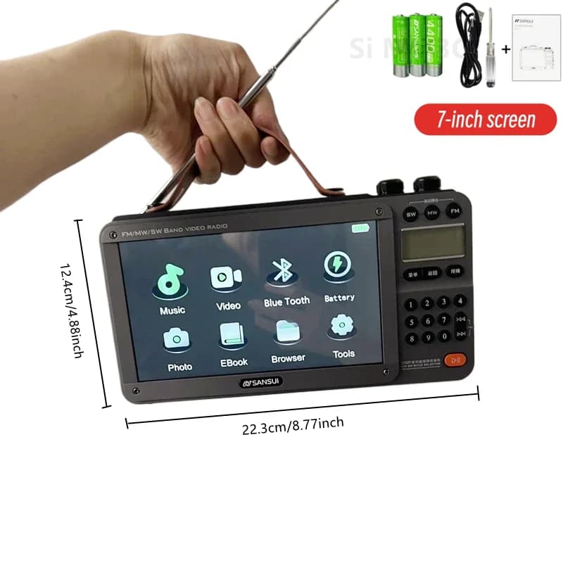 Sansui F51/F50 Retro Radio Schermo da 7,0 pollici Video Lettore musicale Altoparlanti Bluetooth senza fili Ricevitore radio FM/MW/SW Supporto TF/USB