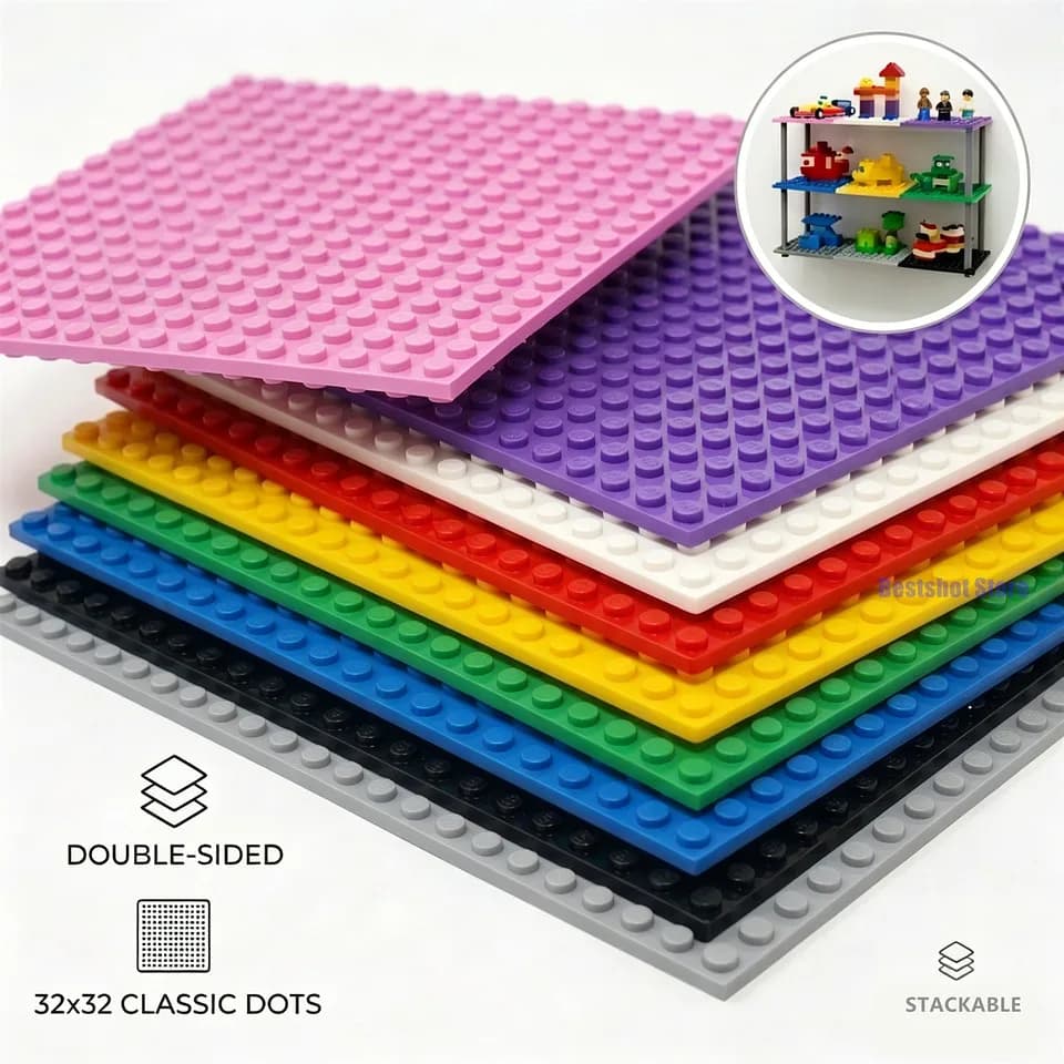 Piastra Base 32x32 Punti, Doppia Faccia, Classica, per Costruzioni, Giocattoli Educativi Fai-da-te per Bambini, Compatibile con le Principali Marche