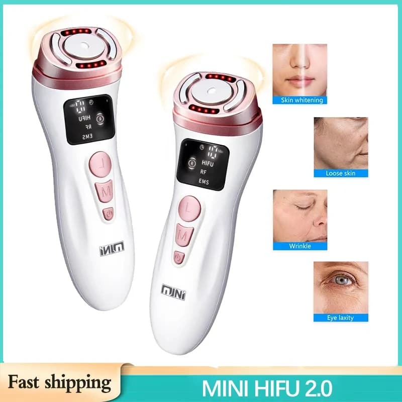 Mini Dispositivo HIFU a Ultrasuoni con Microcorrente EMS per Bellezza del Viso, Strumento Antirughe per Rassodamento e Cura della Pelle