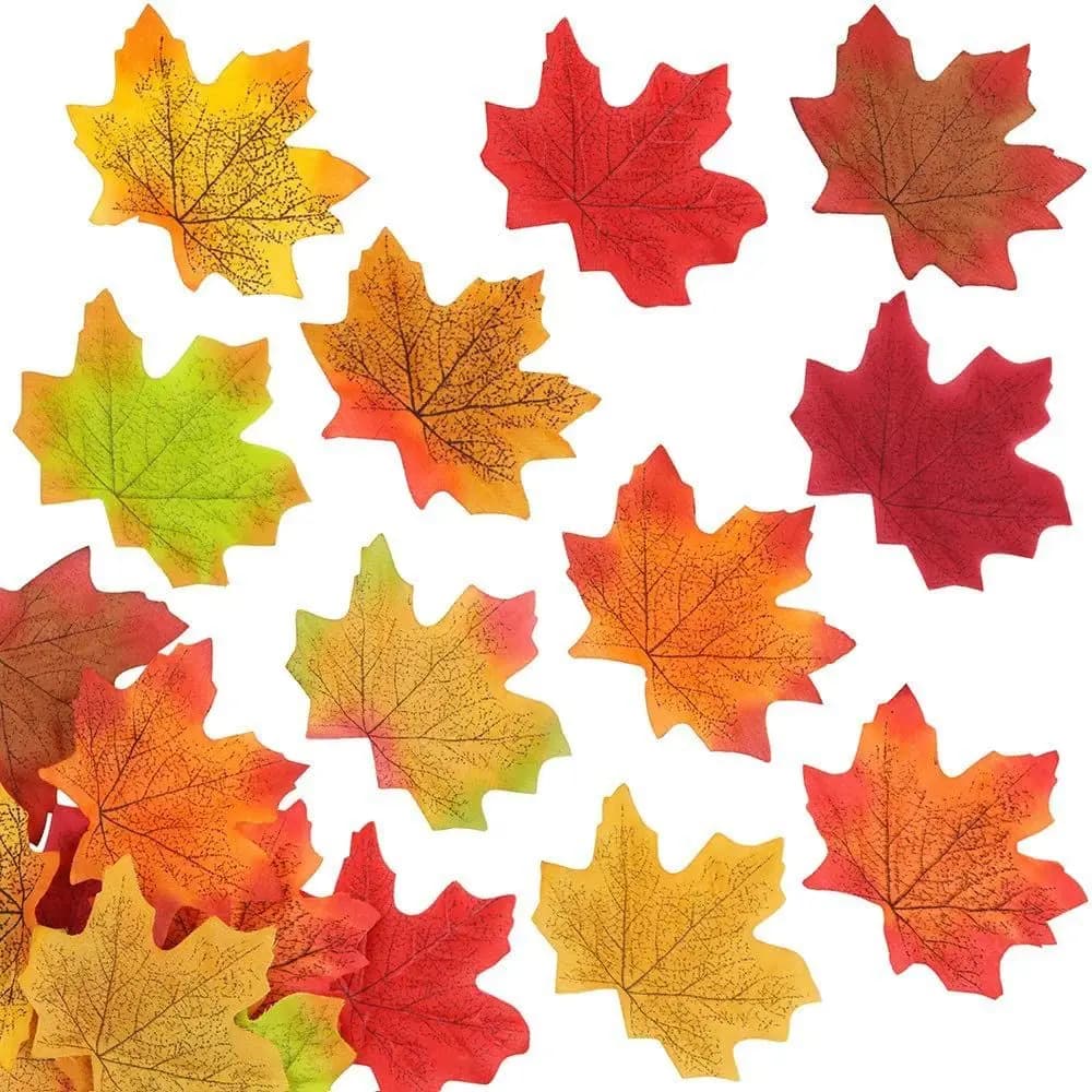 50Pcs/Pack Maple Leaves Simulated Maple Leaves Plants Handmade Artificial Leaf Plants Silk Flower DIY Stacked Maple Leaves