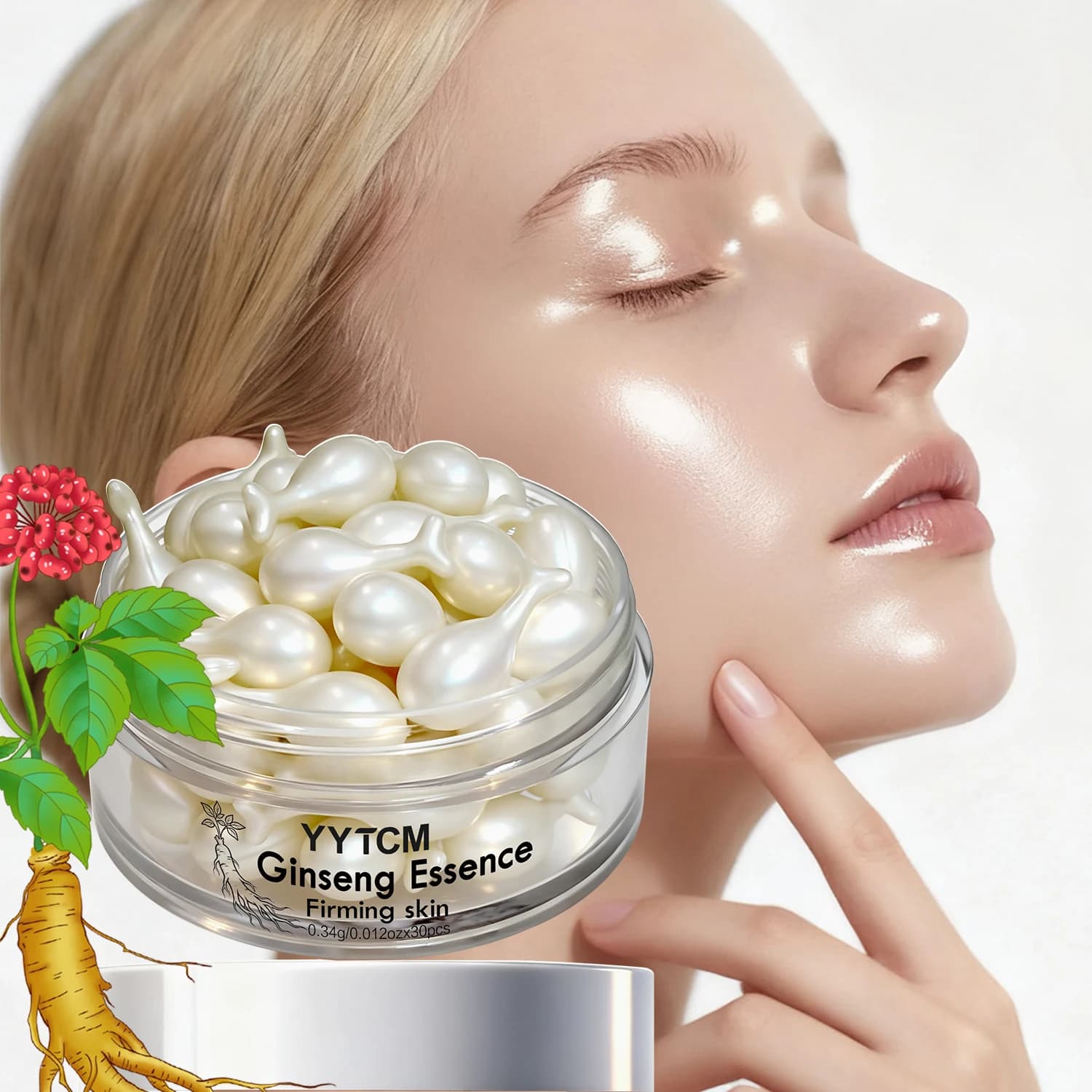 Capsules at the Essence of Ginseng, Hydrating and Rassodante serum, Contains Squalano, Niacinamide, Vitamin E, Retinolo, Hydrating Deep (0,34Gx30 Capsules)/Flacone-1 Flacone