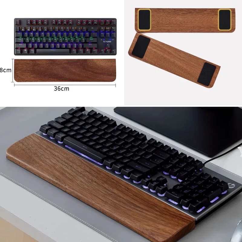 Poggiapolsi per tastiera in legno di noce Palm Pad Tastiera meccanica Pad ergonomico 87/98/104/108 tasti adatti a diverse dimensioni personalizzate