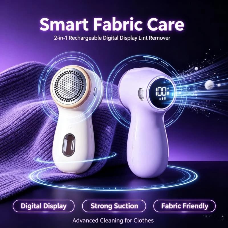 2-in-1 Portable Household Rechargeable Digital Display Lint Remover Lightweight Fabric Shaver