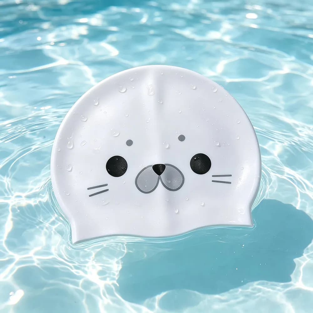 Professional Waterproof Seal Swim Cap Non-Slip Comfortable Silicone Swimming Hat Elastic Ear Protection Cartoon Swim Cap Unisex