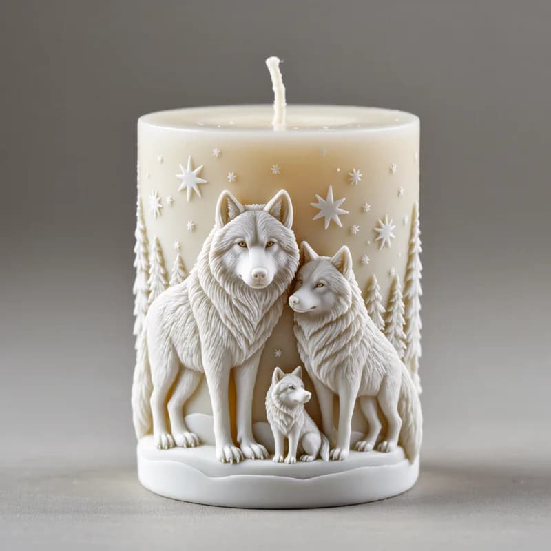 'Fantasy Snowfield di Pack Model wolf 3D Silicone Candles Mouse and Pine Tree Starry Sky Silicone Embossed Tool New Year Christmas atmosphere decoration