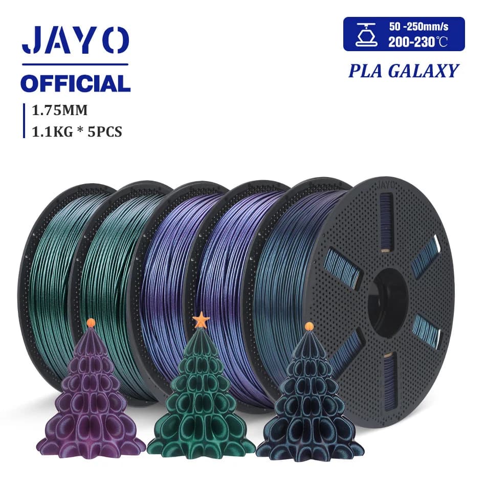 Filamento 3D JAYO PLA Galaxy .75mm, Set da 5 Rotoli, Filamento PLA Glitterato Perlescente Cangiante per la Maggior Parte delle Stampanti 3D FDM
