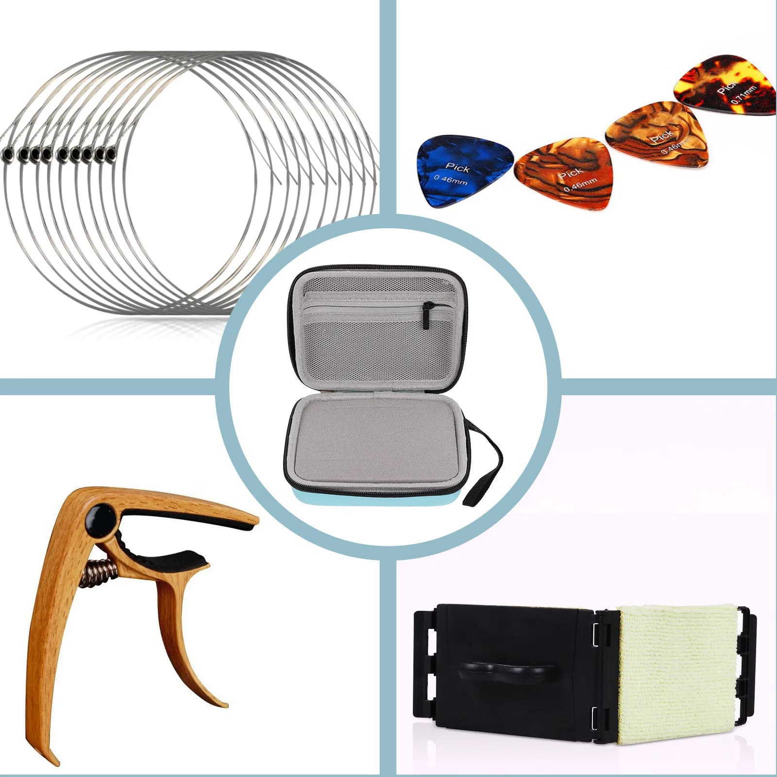 Custodia per plettri da chitarra ultraleggera e compatta per plettri di chitarra elettrica, acustica, basso e ukulele, organizer portatile per plettri
