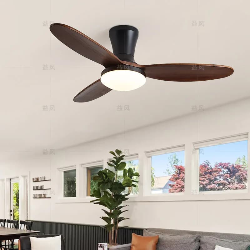 Ventilatore da soffitto con luce per ristorante in stile nordico, nuovo ventilatore da soffitto a basso profilo con luce per camera da letto, soggiorno, ventilatore elettrico a inverter per uso domestico, a sospensione
