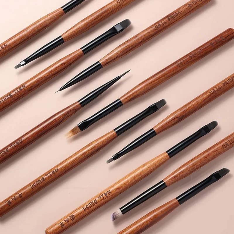 1/12PCS Rotonda Manico In Legno Pennelli Per Disegno Per Unghie Per Linee di Manicure Pittura Gradiente UV GEL Estensione Costruttore Penna Da Disegno