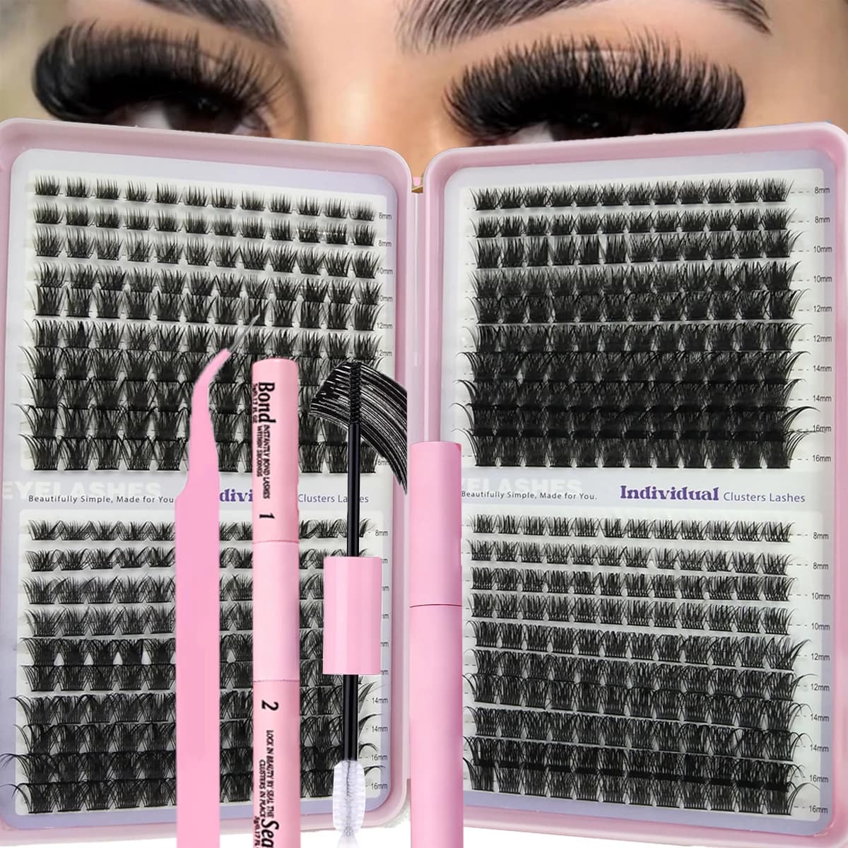 40 rows of fake eyelashes 640 single piece D-roll mixed scratches for 3D fake lashes DIY set of fake eyelashes glue tweezers