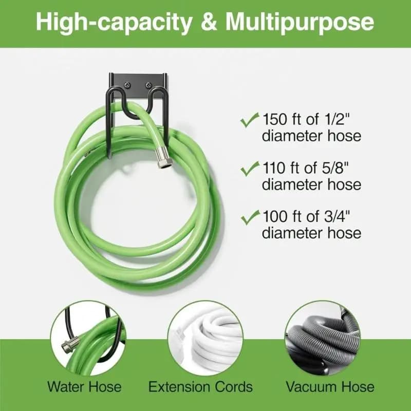 Wall Mounted Garden Hose Holder Sprayed Iron Water Pipe Storage Rack Heavy Duty Rustproof For Backyard Lawn Irrigation Organizer