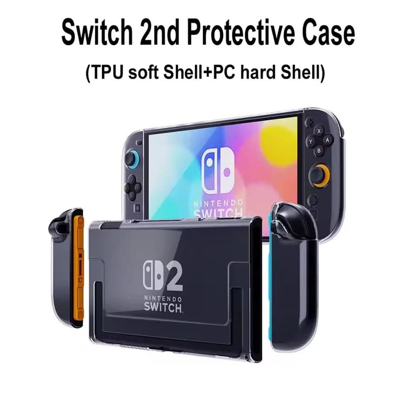 Per console di gioco Switch 2 Custodia protettiva staccabile all-inclusive, controller soft shell in TPU + cornice centrale trasparente per PC