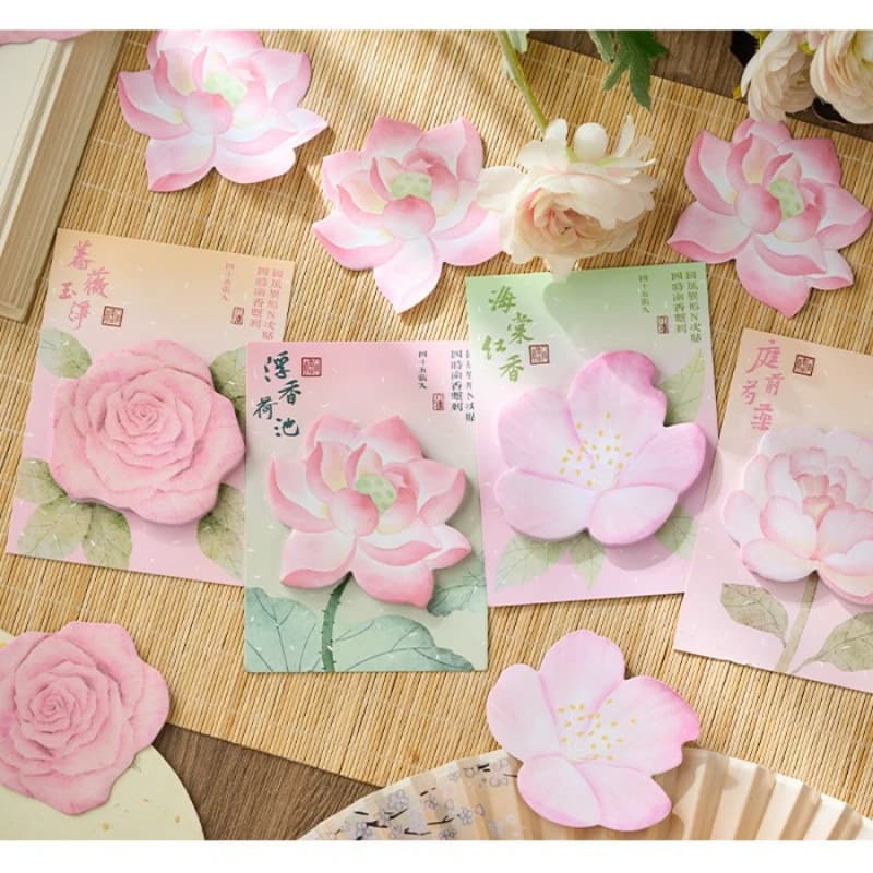 1 pz/45 foglio di carta posteriore in schiuma precoce serie stile nazionale fiore note adesive cancelleria N volte adesivo cancelleria Kawaii
