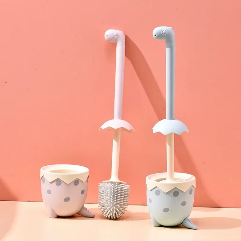 Scopino per WC Set di spazzole per pulizia in silicone Manico lungo senza angolo morto Prodotti per la pulizia del bagno Giraffa Dinosauro Forma carina