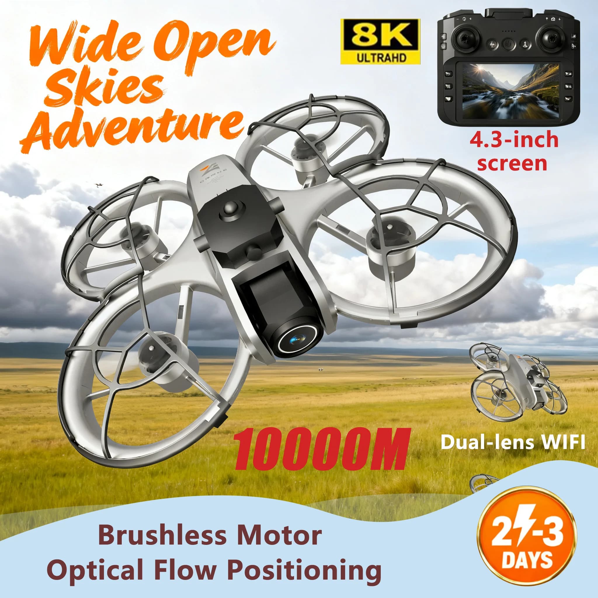 NUOVO Drone Z4 Originale 8K WIFI GPS Professionale per Fotografia Aerea HD, Aeromobile Telecomandato con Doppia Fotocamera HD, Quadricottero Giocattolo UAV