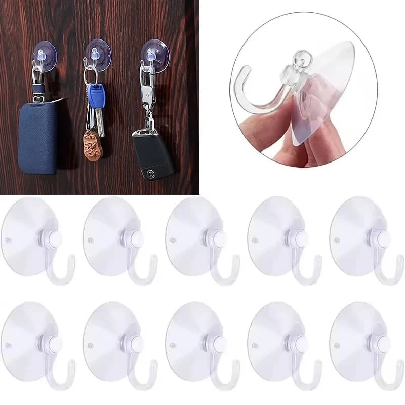 20 Pezzi Ganci a Ventosa con Forte Suzione e Gancio in Plastica per Finestre in Vetro, Pareti, Appendiabiti per Casa, Cucina, Bagno