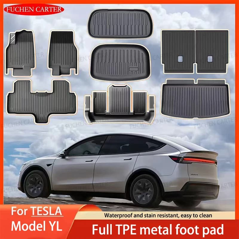 Tappetini in TPE per Tesla Model YL 2026, Impermeabili e Antiscivolo per Tutte le Stagioni, Tappetini per Piedi e Tappetino per Bagagliaio Posteriore, Accessori Modello YL