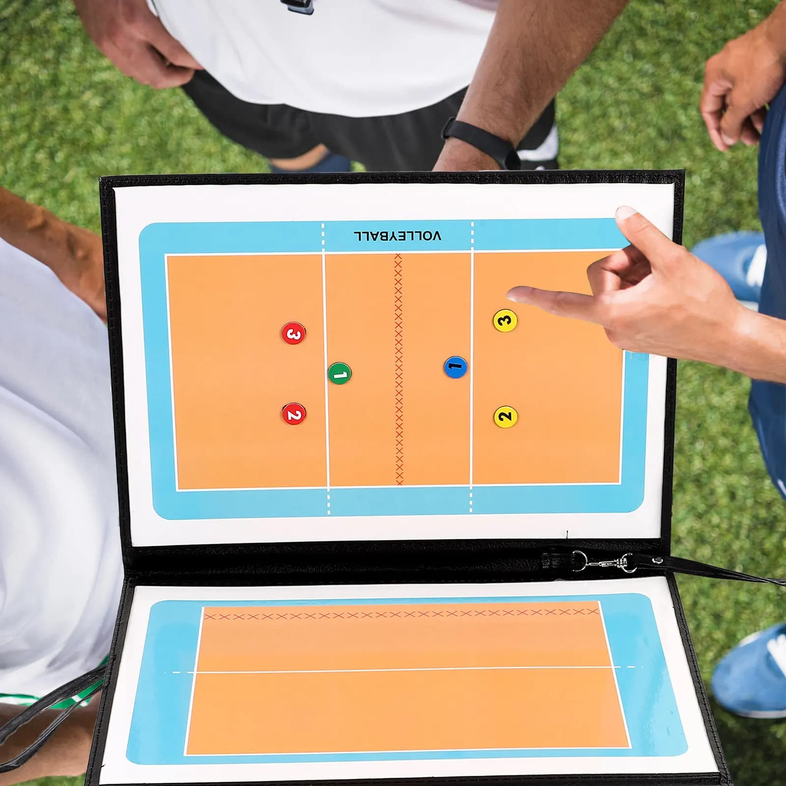 Set di 1 Lavagna Strategica per Pallavolo con Telaio in Ferro Leggero, Grafica Chiara per Allenamento Sportivo Indoor