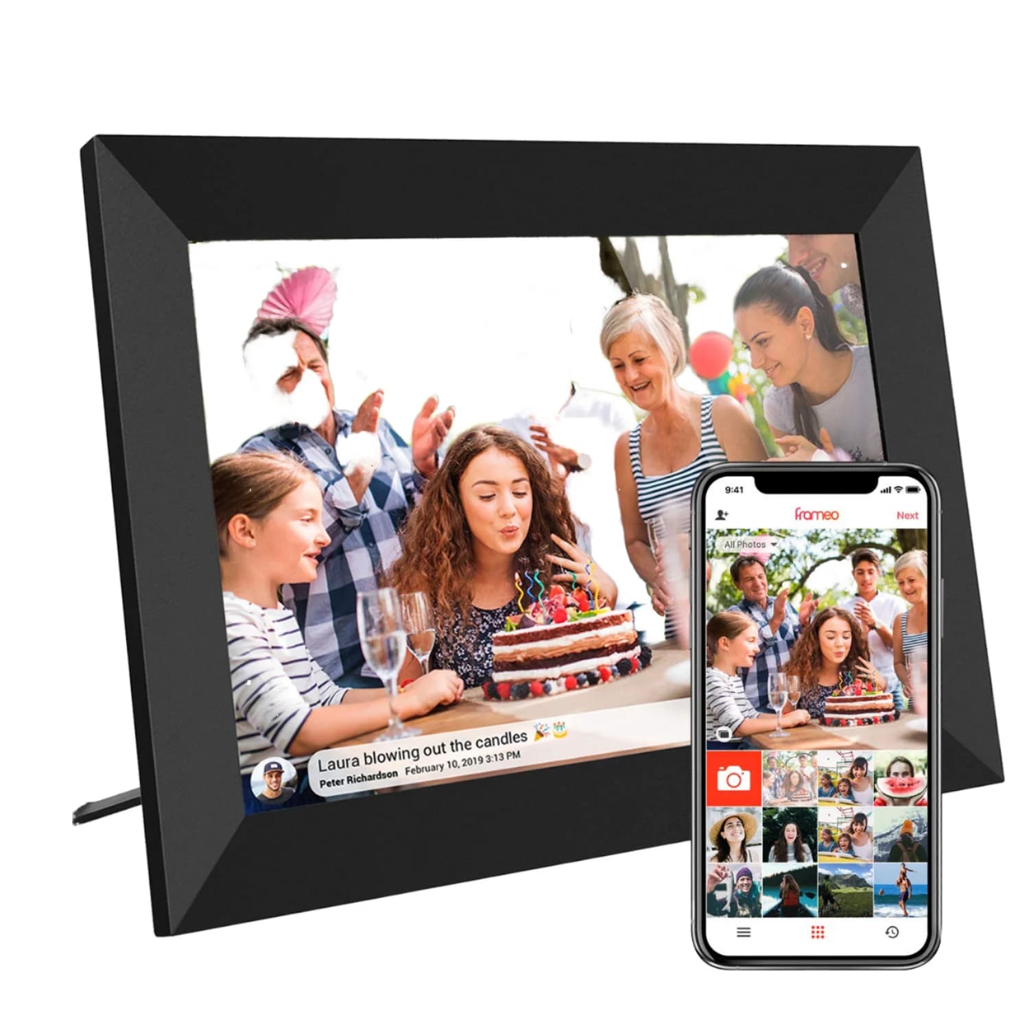 10-Inch WiFi Wireless Digital Photo Frame With HD IPS Touch Screen 32G Storage APP Sharing for Photos & MP4 Videos
