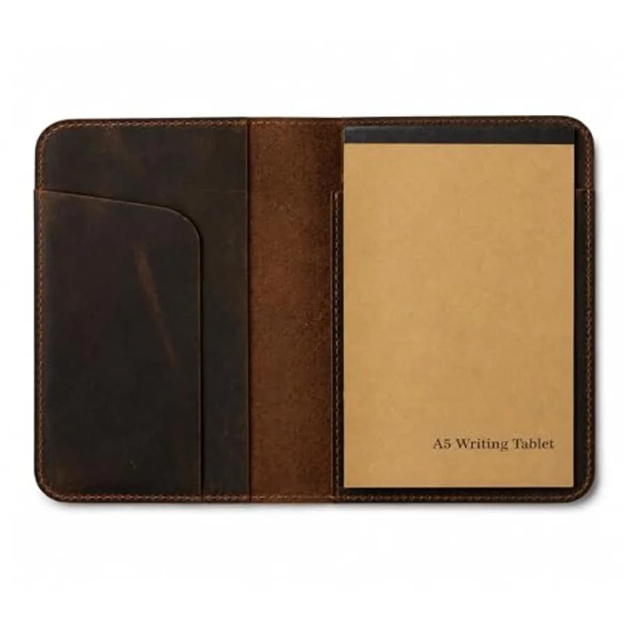 TheAntiq Leather A5 Journal Top Bound Handmade Vintage Leather Notebook Cover with Pen Holder and Card Slots Refillable Travel