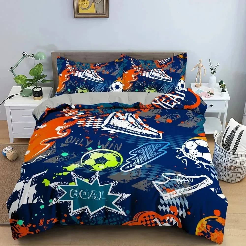 Set di biancheria da letto da calcio colorato per ragazzi e ragazze, copripiumino matrimoniale queen size, federa, letto per bambini, moda per adulti, tessili per la casa
