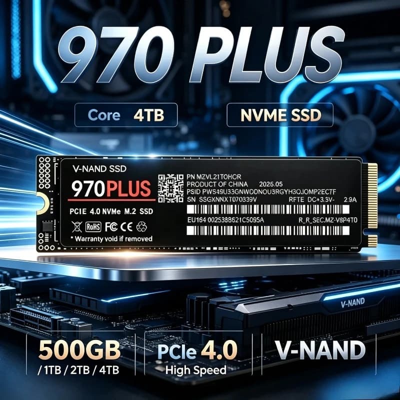 High-Speed 970 PLUS NVMe M.2 SSD,7300MB/s PCIe4.0 X4 TLC 3D NAND 2280,500GB-4TB Gaming Solid State Disk for PS5 Desktop & Laptop