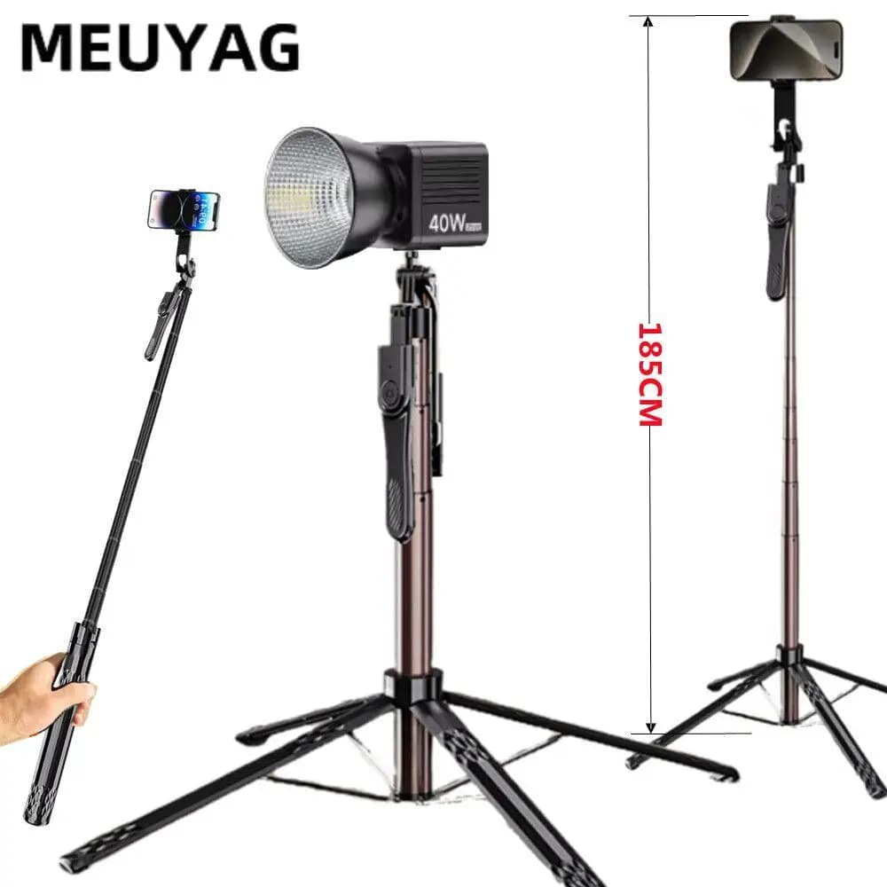 MEUYAG Nuovo 1,85M 360 ° Treppiede con rotazione per supporto per fotocamera per smartphone con otturatore Bluetooth Supporto per telefono selfie stick wireless