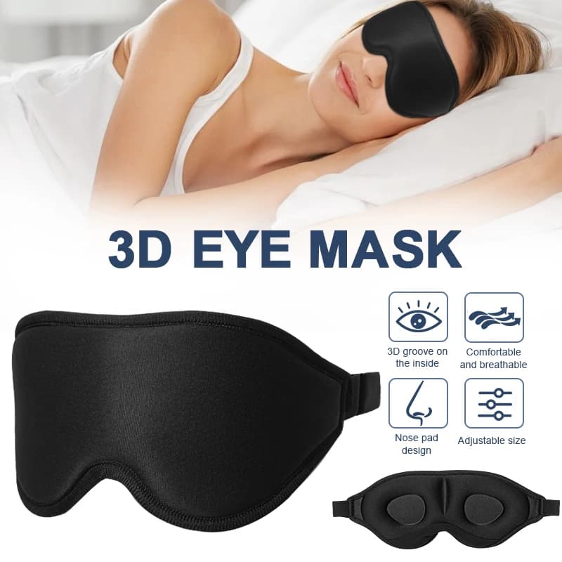 Maschera per gli occhi tridimensionale per il sonno 3D Maschera per gli occhi oscurante concava in memory foam da viaggio per l'aviazione che blocca la luce con le donne e gli uomini