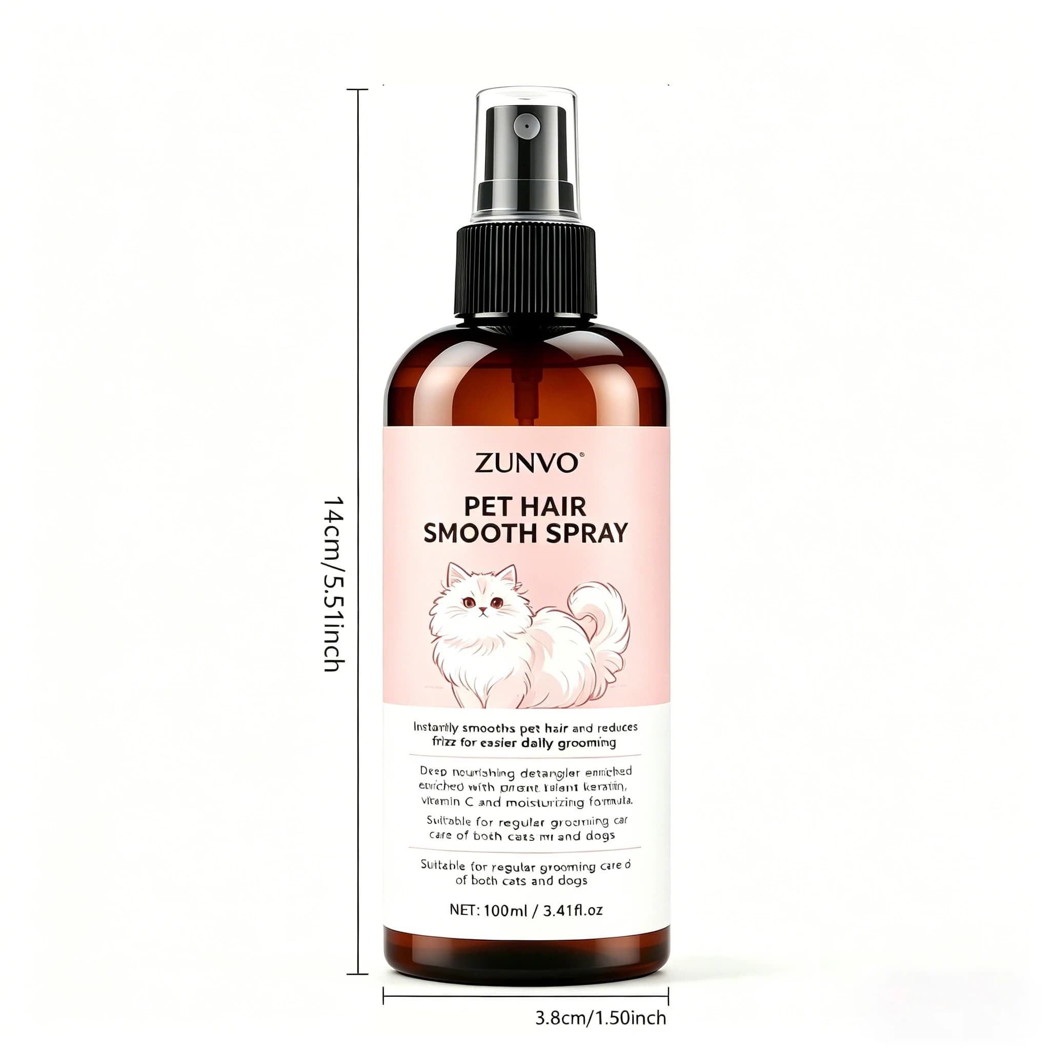 Pet Hair Smooth Spray Instantly Reduces Frizz & Eases Daily Grooming For Dogs & Cats