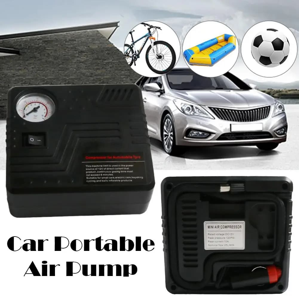 Compressore d'Aria Portatile 12V per Pneumatici Auto, Biciclette e Altri Gonfiabili