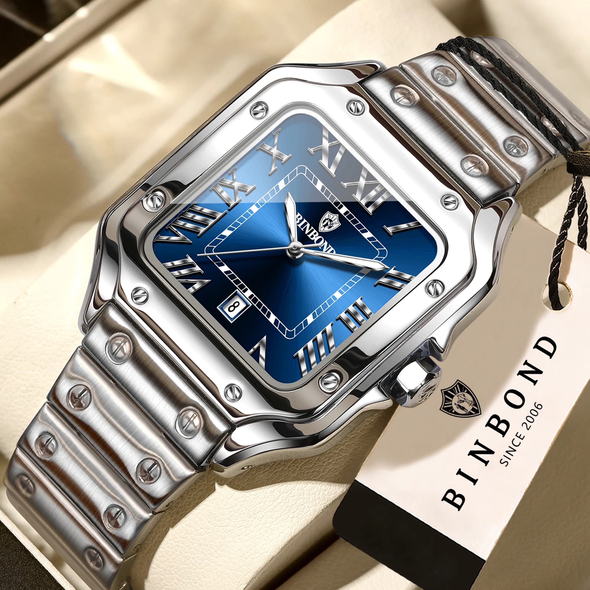 BINBOND New Arrival Original Men's Quartz Watch Luxury Waterproof Luminous Auto Date Durable Stainless Steel Reloj For Men