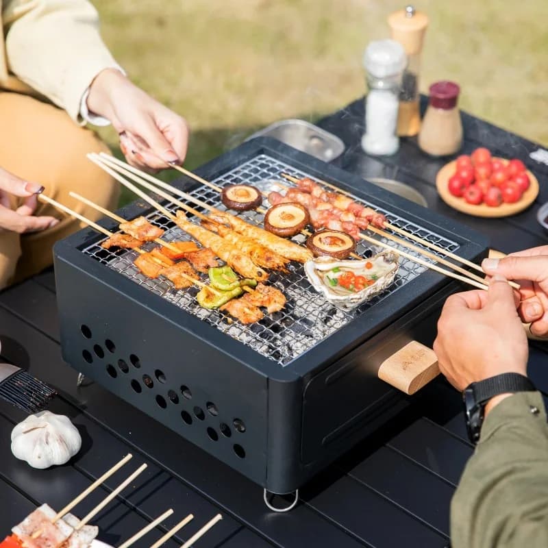 Multi-functional Camping Stove Outdoor Portable Household Grill Burner Picnic Charcoal Non-stick Stove for Camping BBQ