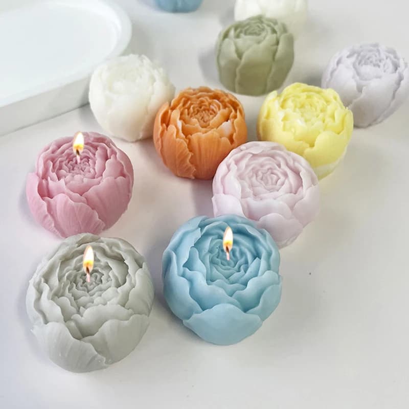 Stampo in silicone per candele con rose 3D Stampo per candele con fiori di peonia Aromaterapia Gesso Sapone Resina Regali di nozze di compleanno Decorazioni per la casa