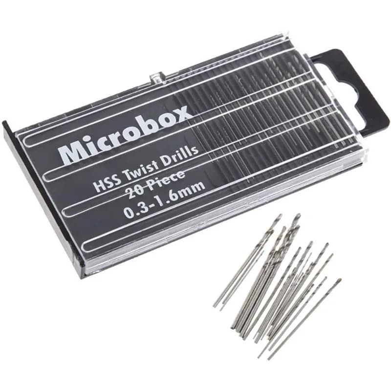 20 Pcs/set 0.35-1.6mm High Speed Steel HSS Twist Drill Bit Set PCB Mini Drill Jewelry Tools Dremel Bit With Box